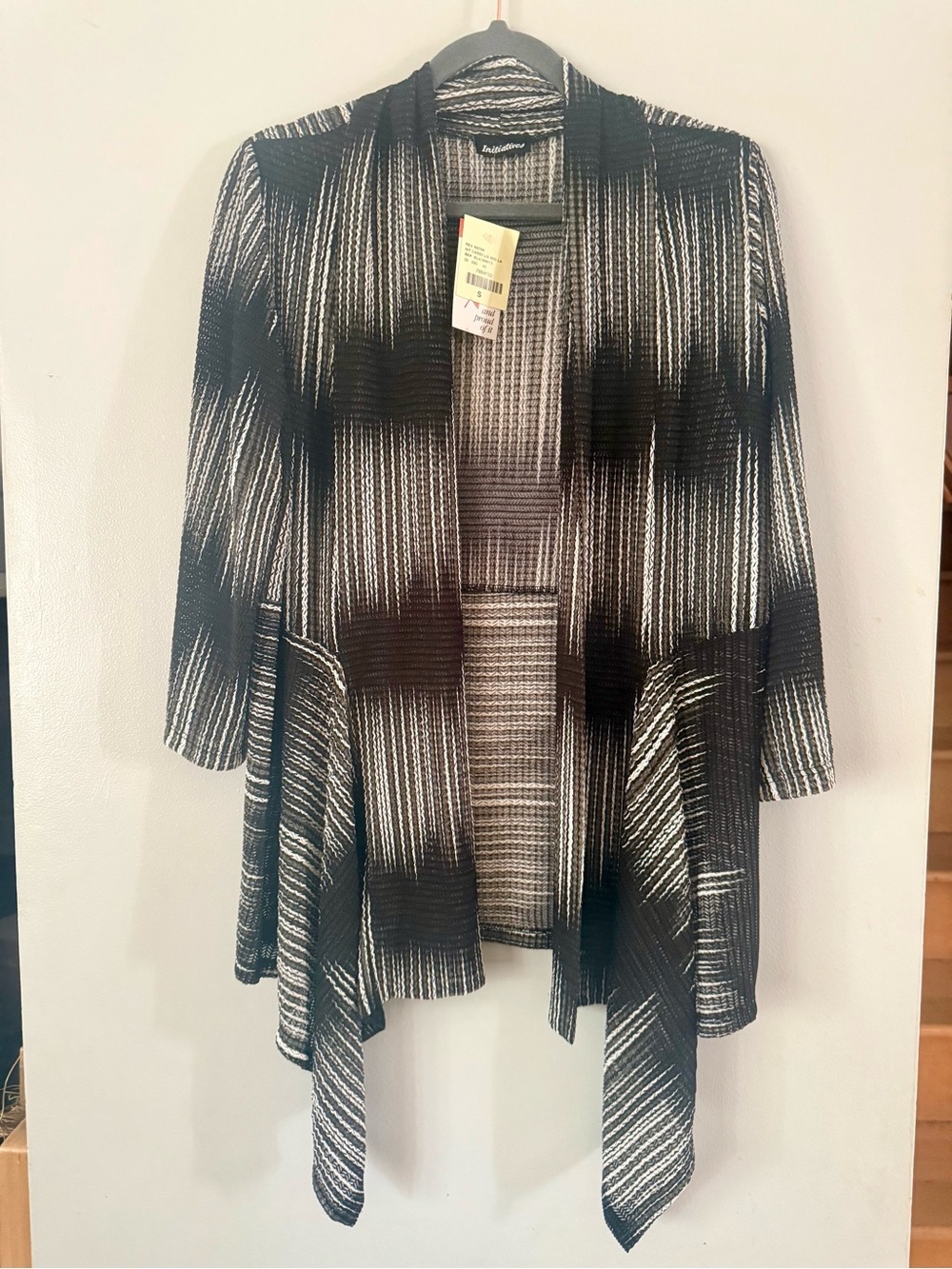 Initiatives Asymmetrical Mesh Open Front Cardigan - Size S